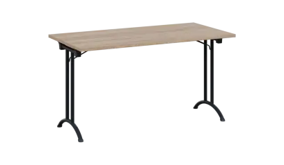 SLA 140 lak skládací jednací stůl 1394x700, deska 25 mm, podnož černý lak, deska dub bardolino